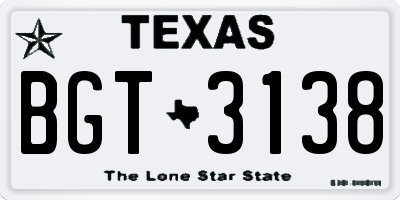TX license plate BGT3138