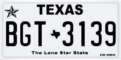 TX license plate BGT3139