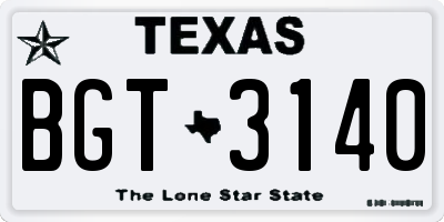 TX license plate BGT3140