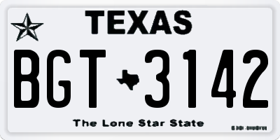 TX license plate BGT3142
