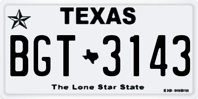 TX license plate BGT3143