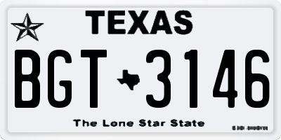 TX license plate BGT3146