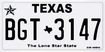 TX license plate BGT3147