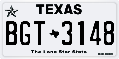 TX license plate BGT3148
