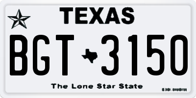 TX license plate BGT3150