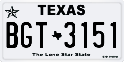 TX license plate BGT3151