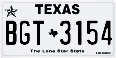 TX license plate BGT3154