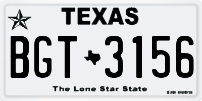 TX license plate BGT3156