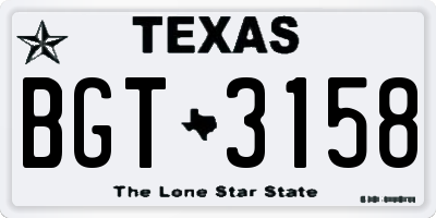TX license plate BGT3158