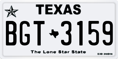 TX license plate BGT3159