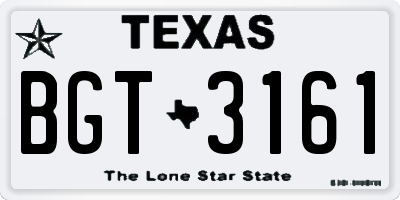 TX license plate BGT3161