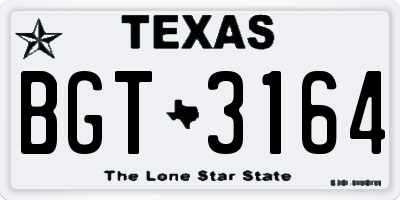 TX license plate BGT3164