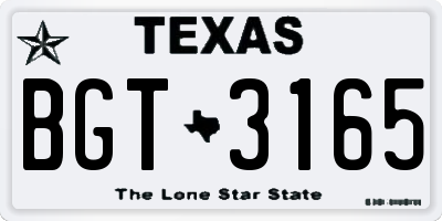 TX license plate BGT3165