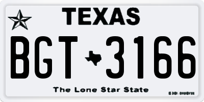 TX license plate BGT3166