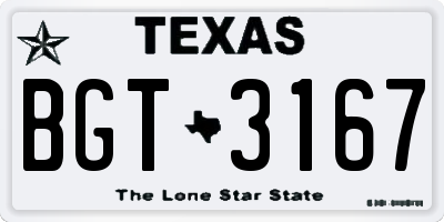 TX license plate BGT3167