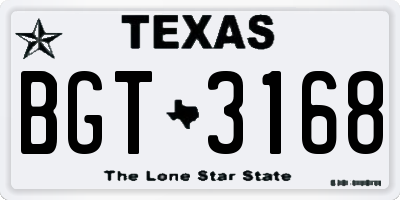 TX license plate BGT3168