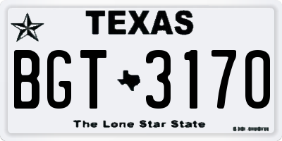 TX license plate BGT3170