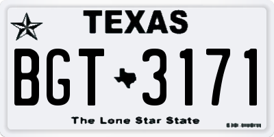 TX license plate BGT3171