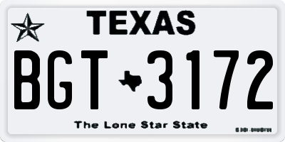 TX license plate BGT3172