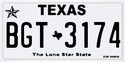 TX license plate BGT3174
