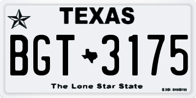 TX license plate BGT3175