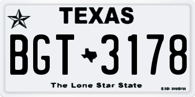 TX license plate BGT3178