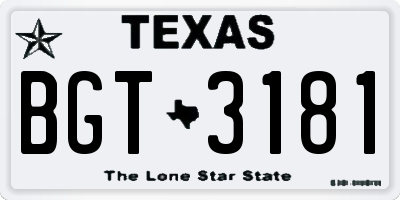 TX license plate BGT3181
