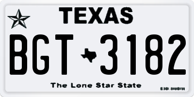 TX license plate BGT3182