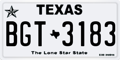 TX license plate BGT3183