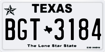 TX license plate BGT3184
