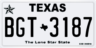 TX license plate BGT3187
