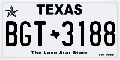 TX license plate BGT3188