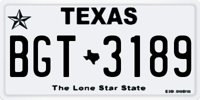 TX license plate BGT3189