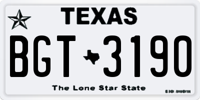 TX license plate BGT3190