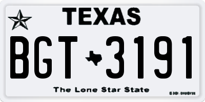 TX license plate BGT3191