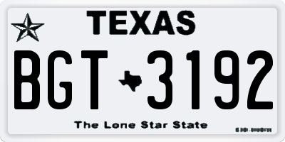TX license plate BGT3192