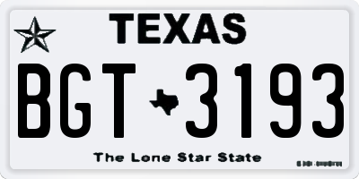 TX license plate BGT3193