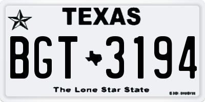 TX license plate BGT3194