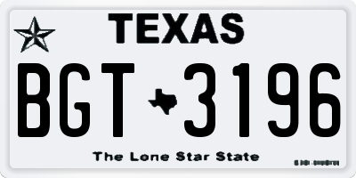 TX license plate BGT3196