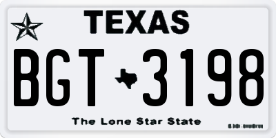 TX license plate BGT3198