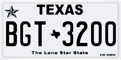 TX license plate BGT3200