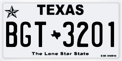 TX license plate BGT3201