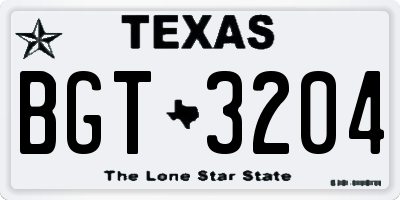 TX license plate BGT3204