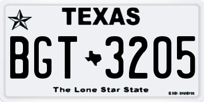 TX license plate BGT3205