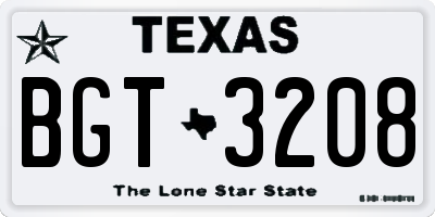 TX license plate BGT3208