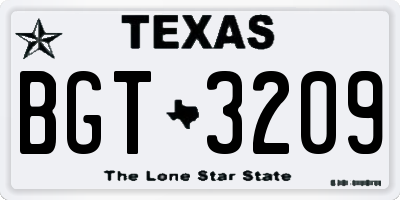 TX license plate BGT3209