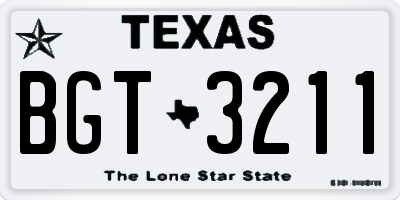 TX license plate BGT3211