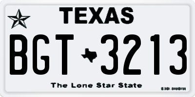 TX license plate BGT3213