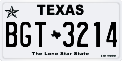 TX license plate BGT3214