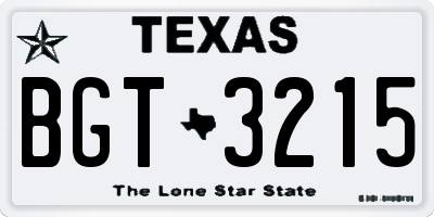 TX license plate BGT3215